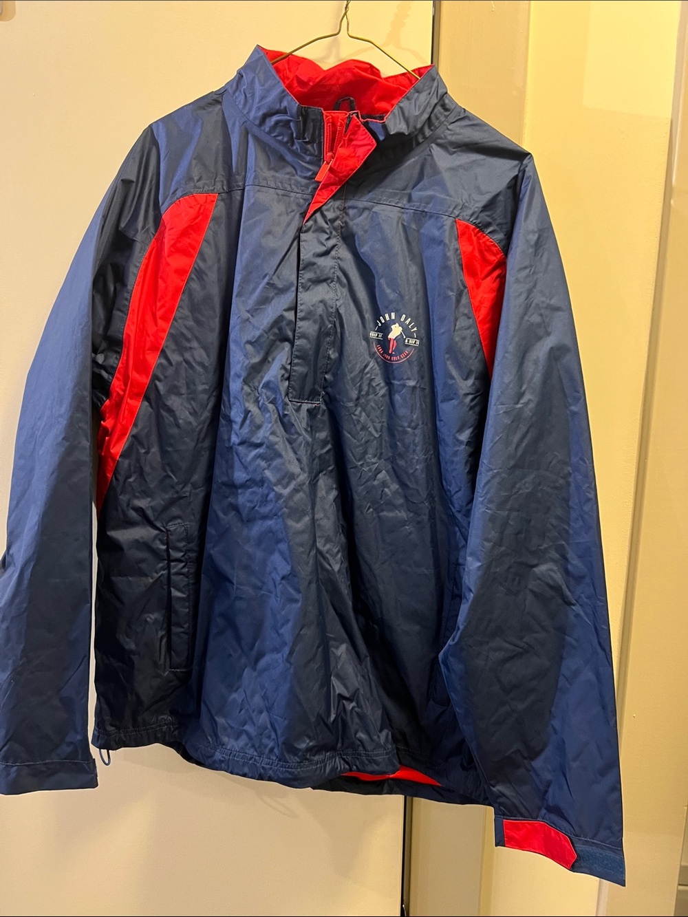 Navy and Red Pullover Windbreaker Jacket with Logo